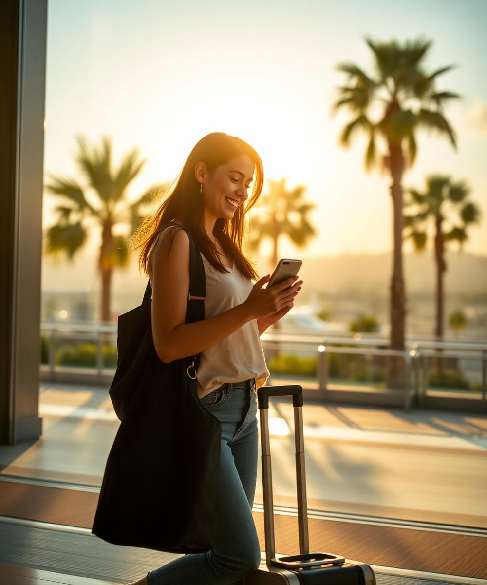 Traveller arriving with a connected phone